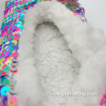 Sequin Fuzzy Ballerina Slippers With Soles